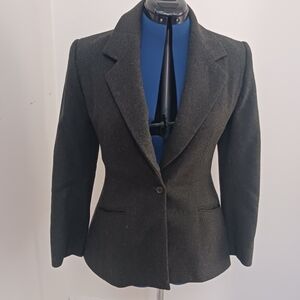 Wool Blazer Jacket Pockets No Brand Tag 100% Wool Gray Size 4